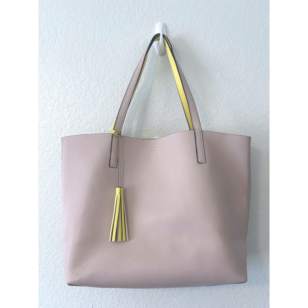 Kate Spade Lakeland Drive Marina Reversible Pebbled‎ Leather Pink Yellow Bag